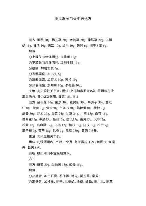 1剂名方治愈风湿类风湿