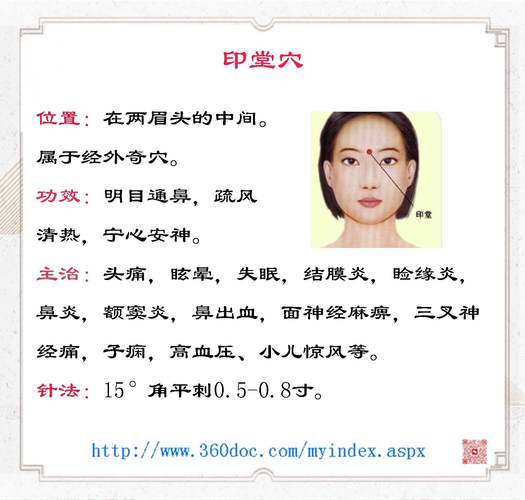 针灸穴位印堂 的功效