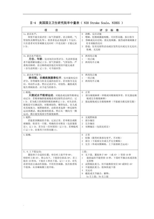 脑梗nlhss评分表