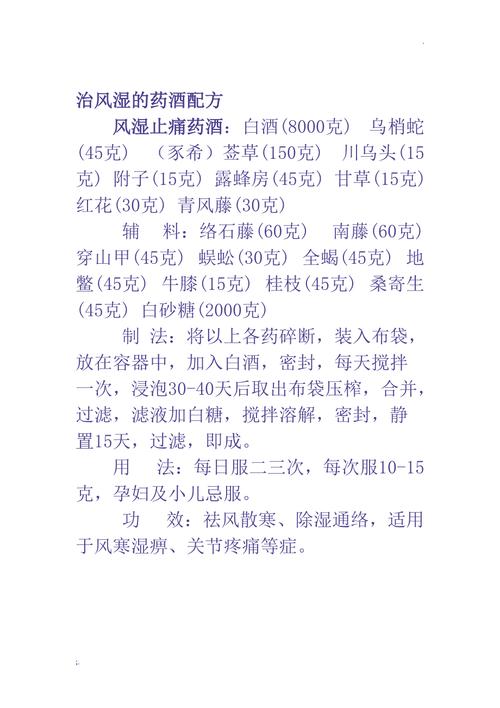 风湿类风湿药配方大全