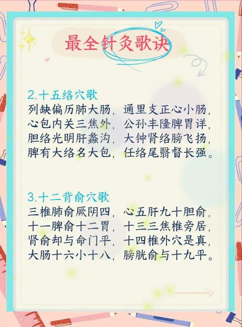 中医针灸穴位速记歌诀