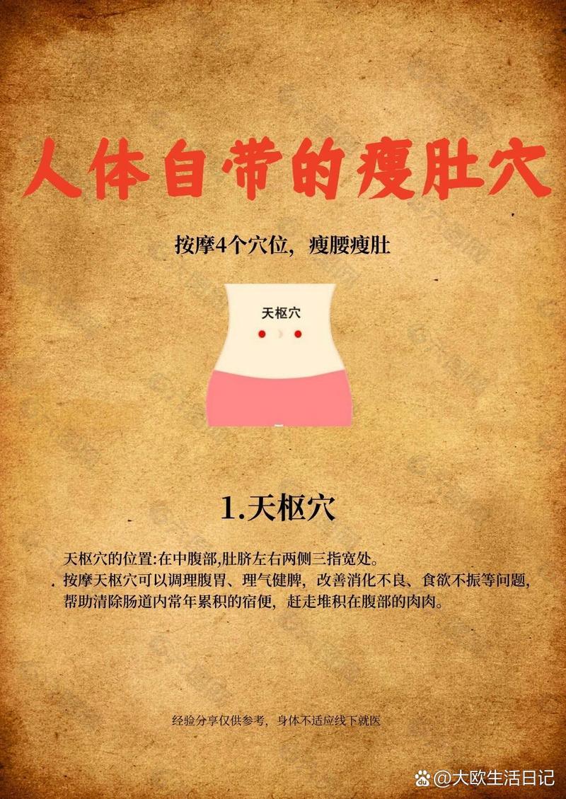 减肥腹部按摩穴位图