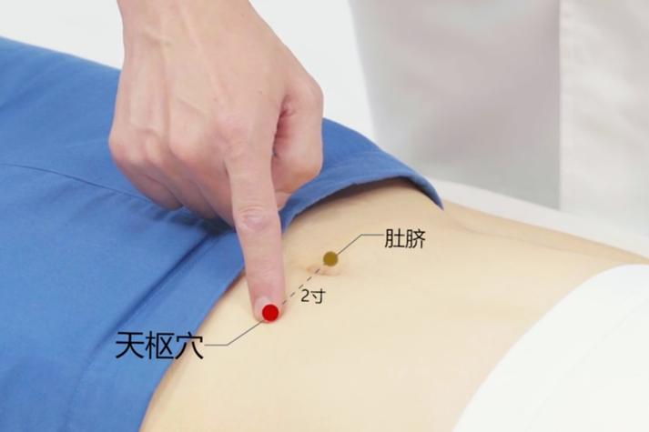 点按丰隆和天枢穴位